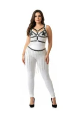 Zincir Detaylı Siyah Büyük Beden Deri Etek ve Aksesuar SH496 - Image 2