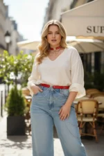 Plus Size Red Women's Belt with Chain Detail, Stylish Leather Accessory - SH506 - Image 2