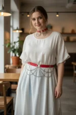 Plus Size Red Women's Belt with Chain Detail, Stylish Leather Accessory - SH506 - Image 3