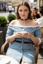 Plus Size Black Women's Belt with Chain Detail, Leather Look, Combination Accessory - SH506 - Image 3