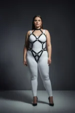 Siyah Deri Halka Detaylı Büyük Beden Body Harness SH514 - Image 4