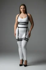 Plus Size Black Women's Leather Garter Harness Upper and Lower Body Accessory - SH537 - Image 2