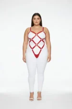 Kırmızı Deri Halka Detaylı Büyük Beden Body Harness SH542 - Image 2