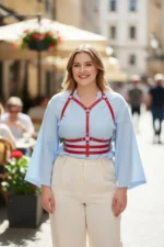 Plus Size Red Women's Leather Harness Accessory with Belt Corset Detail - SH543