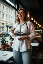 Plus Size Black Women's Leather Body Harness with Stud Detail - SH543 - Image 4