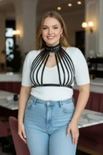 Plus Size Black Women's Belt Body Belt Style Leather Accessory with Ring Detail - SH551