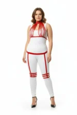 Plus Size Red Women's Leather Harness Set with Sexy Garter Details - SH552