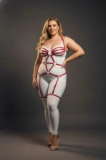 Plus Size Red Women's Garter Harness Full Body Ring Detail Fantasy Accessory - SH568