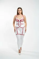 Plus Size Red Women's Garter Harness Full Body Ring Detail Fantasy Accessory - SH568 - Image 3