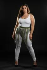 Büyük Beden Haki Halka Detaylı Deri Etek SH579 - Image 2