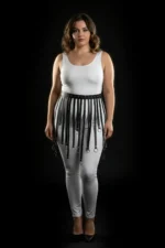 Büyük Beden Siyah Harness Detaylı Metal Halkalı Deri Etek Takımı SH579 - Image 3