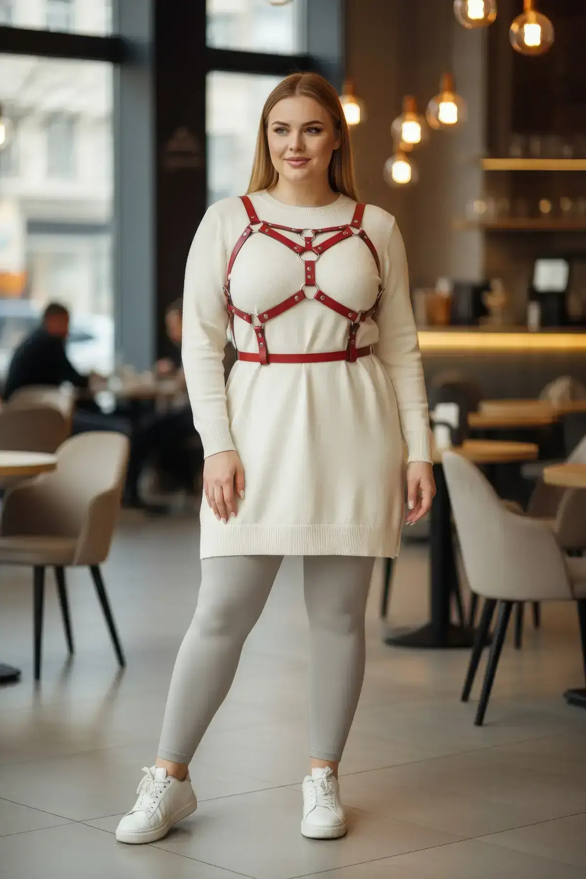 Plus Size Red Women's Belt Harness Custom Designed Body Accessory - SH580