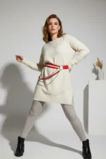 Plus Size Red Women's Leather Belt with Chain Detail Waist Accessory - SH586 - Image 4