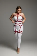 Plus Size Red Women's Garter Harness Full Body Wrap Leather Fantasy Accessory - SH598 - Image 2