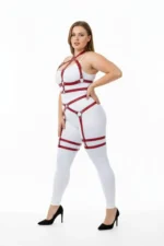 Plus Size Red Women's Garter Harness Full Body Wrap Leather Fantasy Accessory - SH598 - Image 3