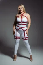Plus Size Red Women's Garter Harness Full Body Wrap Leather Fantasy Accessory - SH598 - Image 4