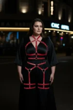 Plus Size Red Women's Garter Harness Full Body Wrap Leather Fantasy Accessory - SH598 - Image 5