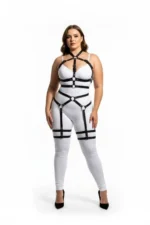 Plus Size Black Women's Leather Garter Harness with Waist and Leg Details - Stylish Accessory - SH598 - Image 3