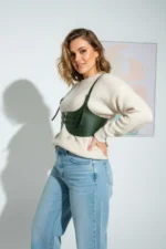 Plus Size Khaki Women's Belt Shoulder Strap Corset Harness - SH605 - Image 4