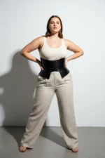 Plus Size Black Women's Leather Corset Belt for Slimming Waist Look - SH611