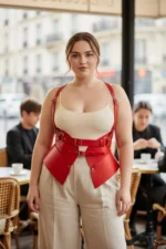 Plus Size Red Women's Belt Corset-Style Leather Harness Body Accessory - SH616