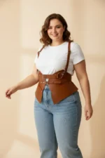 Plus Size Women's Belted Shoulder Strap Corset Design - SH616 - Image 2