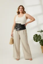 Plus Size Black Women's Leather Corset Belt with Double Buckle, Waist-Accurating - SH617 - Image 2