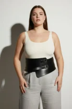 Plus Size Black Women's Leather Corset Belt with Double Buckle, Waist-Accurating - SH617 - Image 5