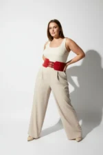 Plus Size Red Wide Belt with Multiple Buckle Corset Detail - SH618 - Image 4