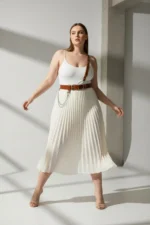 Plus Size Women's Genuine Leather Shoulder Strap Body Belt with Chain Detail - SH620