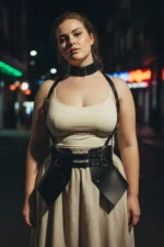 Plus Size Black Women's Leather Belt Neck Strap Corset Harness - SH622 - Image 10