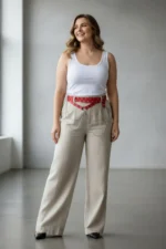 Plus Size Red Women's Belt with Multiple Straps, Chain and Ring Detail - SH621 - Image 2