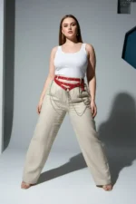 Plus Size Red Women's Belt with Multiple Straps, Chain and Ring Detail - SH621 - Image 3