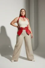 Plus Size Red Women's Belt Corset Design with Strappy Harness Detail - SH622 - Image 4