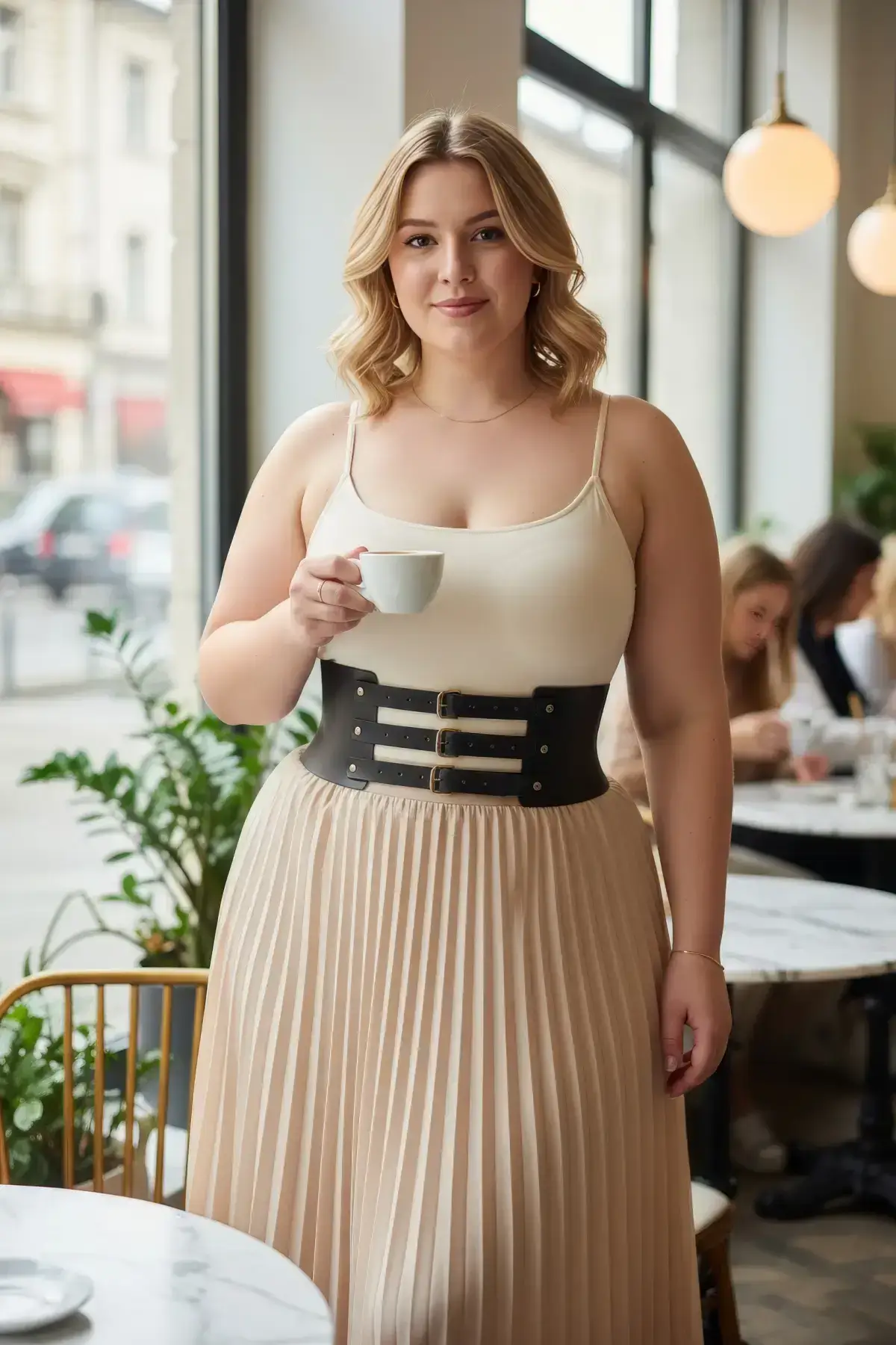 Plus Size Black Women's Corset Belt with Three Buckles Wide Waist Shaper - SH624