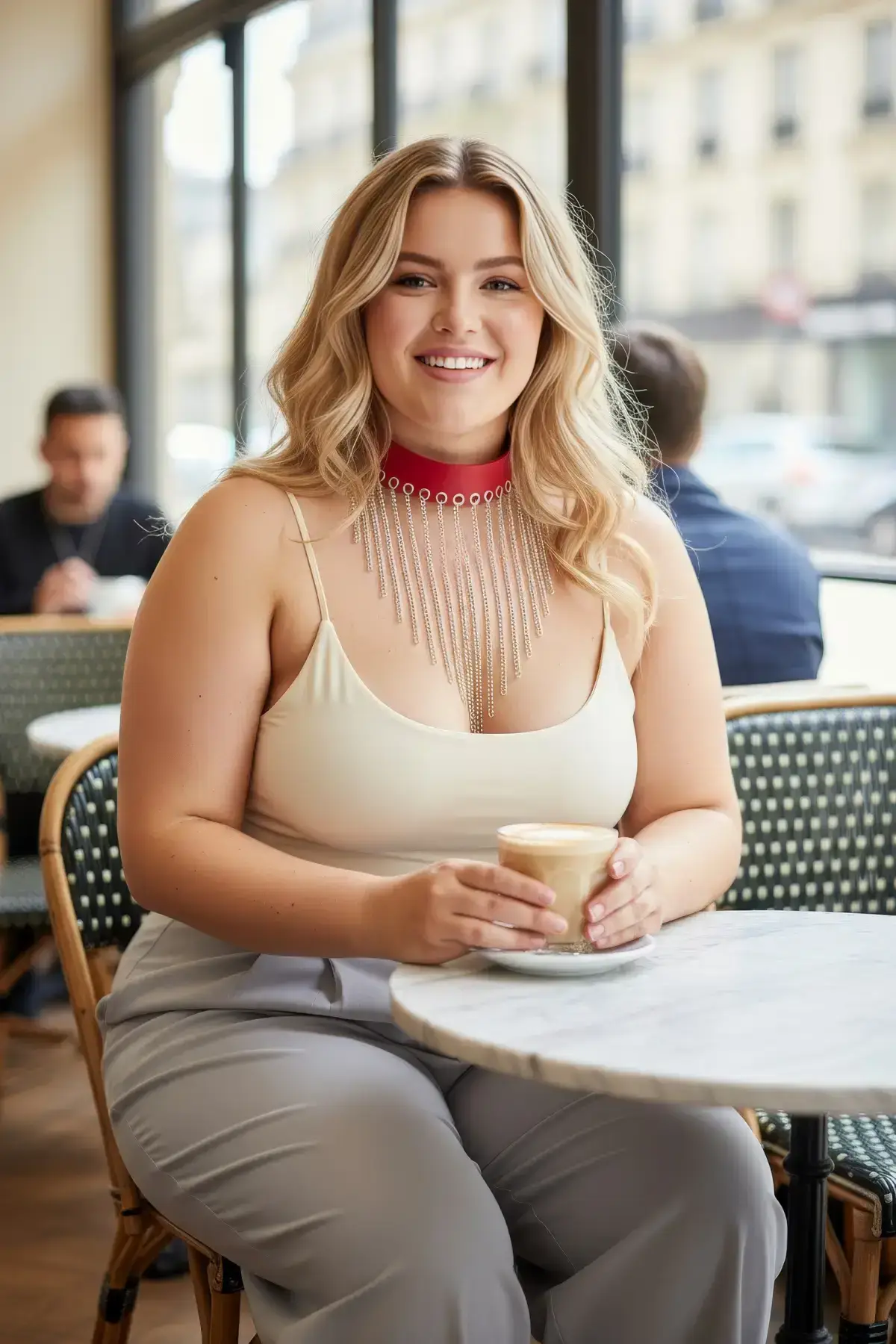 Plus Size Red Women's Leather Belt with Chain and Tassel Detail - Stylish Accessory - SH629