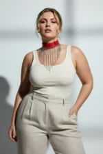 Plus Size Red Women's Leather Belt with Chain and Tassel Detail - Stylish Accessory - SH629 - Image 4