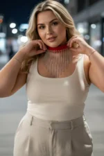 Plus Size Red Women's Leather Belt with Chain and Tassel Detail - Stylish Accessory - SH629 - Image 5