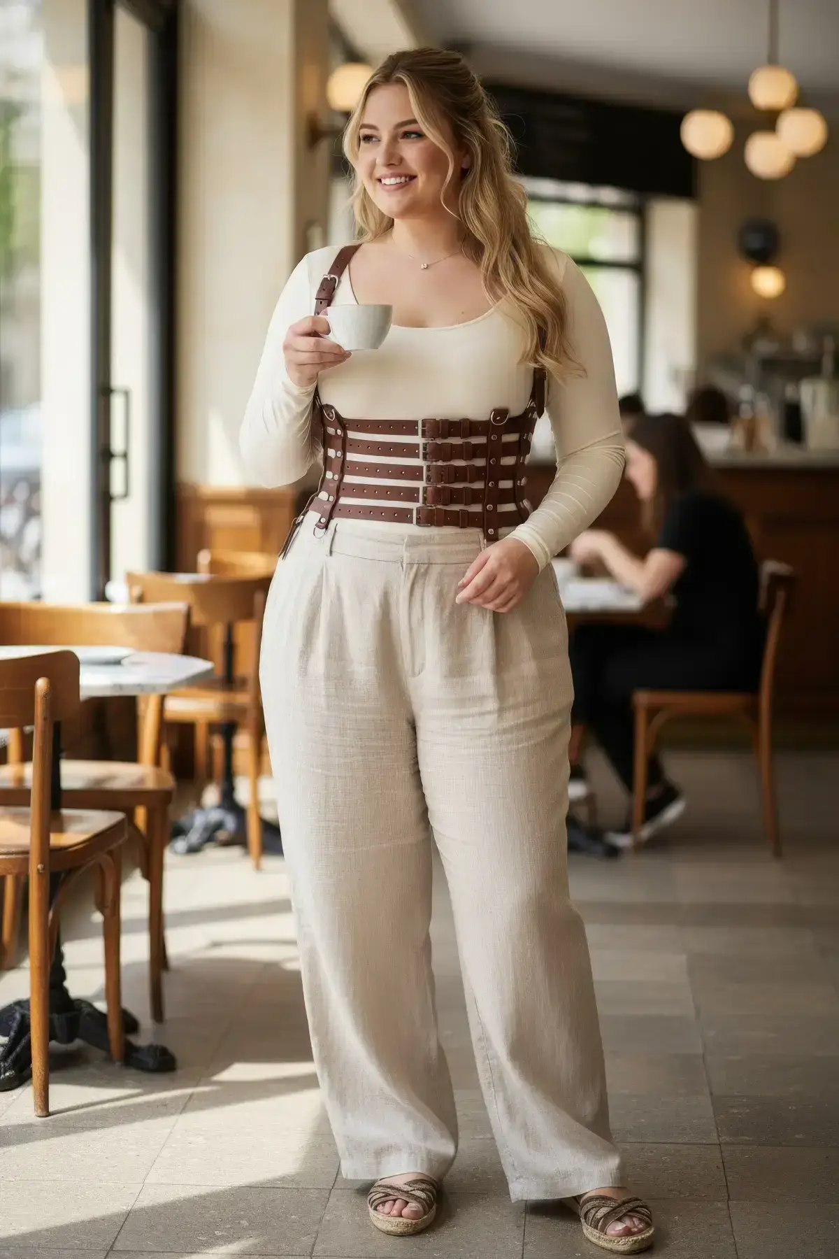 Plus Size Women's Belt, Corset Style Multi-Strap Leather Combination Accessory - SH630