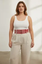 Plus Size Red Women's Belt, Thick Leather Waist Accessory with Multiple Buckles - SH641 - Image 3