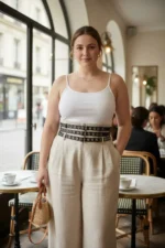 Plus Size Black Women's Belted Thick Corset Style with Stud Detail - SH641