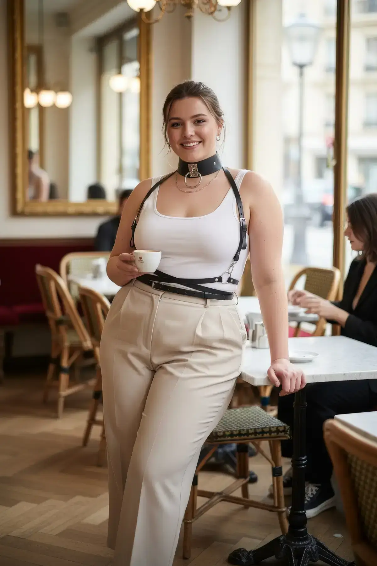 Plus Size Black Women's Leather Belt Harness Body Accessory - SH644