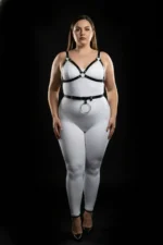 Plus Size Black Women's Leather Harness Set with Ring Detail Fantasy Body Accessory - SH651 - Image 3