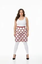 Kırmızı Büyük Beden Kafes Detaylı Harnesslı Deri Etek SH694