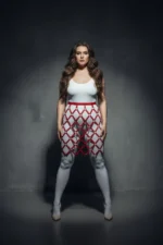 Kırmızı Büyük Beden Kafes Detaylı Harnesslı Deri Etek SH694 - Image 4