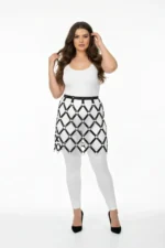 Büyük Beden Metal Halka ve Harness Detaylı Siyah Deri Etek SH694