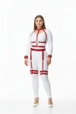 Plus Size Red Women's Harness Set with Garter and Ring Details - SH697