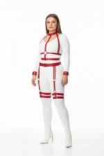 Plus Size Red Women's Harness Set with Garter and Ring Details - SH697 - Image 2