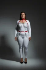 Plus Size Red Women's Harness Set with Chain Detail Leather Fancy Body Accessory - SH701 - Image 3