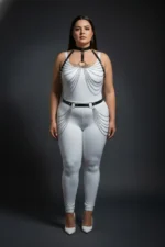 Plus Size Black Women's Harness Set with Chain Detail, Leather Fancy Accessory - SH701 - Image 4